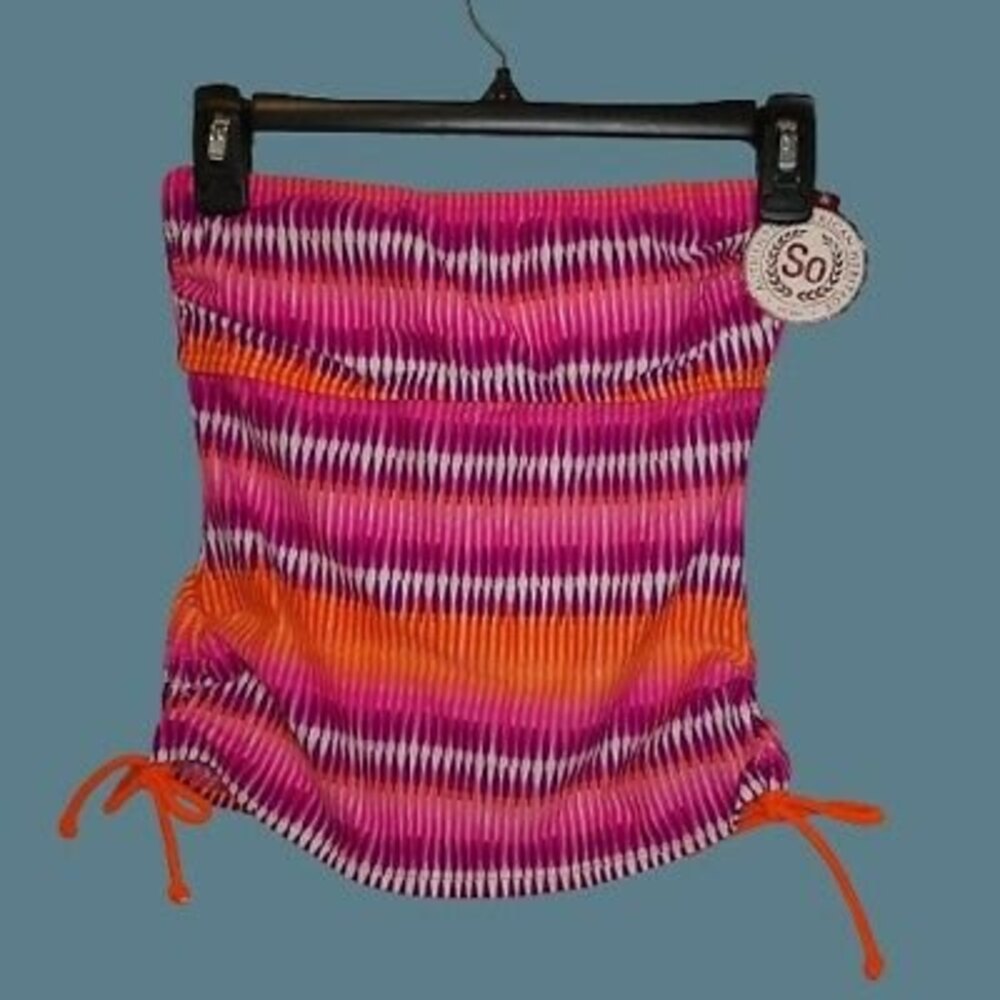 NWT SO XS Tankini Strapless Swimsuit Bathing Suit Separates TOP ONLY Pink Orange